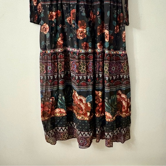 FARM Rio Floral Maxi Dress Tapestry Tropical Tiered Smocked Sleeve - Picture 4 of 8
